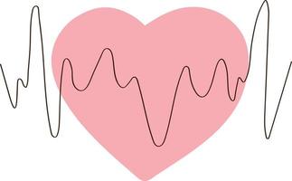 Heart and Cardiogram One Line Abstraction vector
