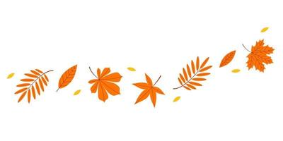 Autumn leaves in the wind. Vector flat illustration on a white background.