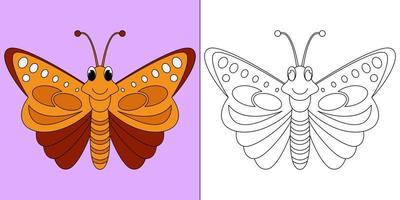 hermosa mariposa adecuada para la ilustración de vector de página para colorear de los niños
