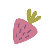 Strawberry, vector flat illustration in hand drawn style on white background