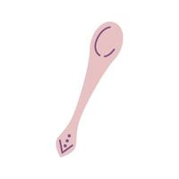 Cute pink tea dessert spoon, vector flat illustration on white background