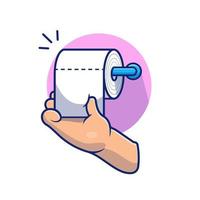Hand Pulling Toilet Tissue Paper Roll Cartoon Vector Icon  Illustration. People Medical Icon Concept Isolated Premium  Vector. Flat Cartoon Style