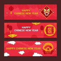 Happy Chinese New Year Banner Set vector
