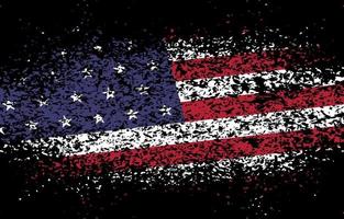 bandera americana angustiada en fondo negro vector