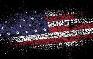 Distressed American Flag in Black Background vector