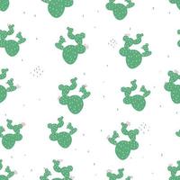 Cute seamless pattern with cactus and abstract elements. Repeating hand drawn background in the bohemian style. Trendy vector design