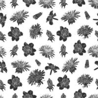 Seamless pattern with hand drawn dahlia flowers. floral botanical seamless pattern background suitable for fashion prints, graphics, backgrounds and crafts