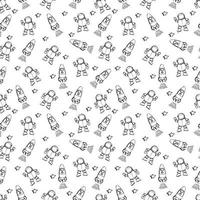 Space seamless pattern. Hand drawn space, spaceships, rocket, stars. Trendy kids vector background. Hand drawn space elements seamless pattern. Space doodle back