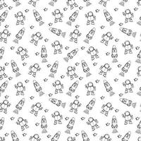 Space seamless pattern. Hand drawn space, spaceships, rocket, stars. Trendy kids vector background. Hand drawn space elements seamless pattern. Space doodle back