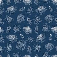 Seamless pattern with hand drawn dahlia flowers. floral botanical seamless pattern background suitable for fashion prints, graphics, backgrounds and crafts vector
