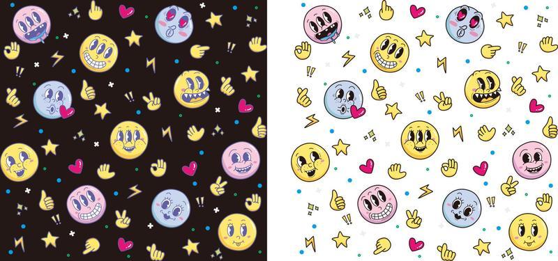 Hand drawn trendy cartoon Comic facial expressions emoji pattern design