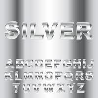 Uppercase of Silver metallic calligraphic alphabet collection. Realistic 3d chrome text set. Modern lettering element for creative design. vector illustration.