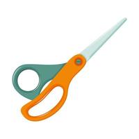 Closed scissors realistic shape sewing or school. Stationery for creativity, cutting, tailoring. scissors with plastic handles, closed. Color vector illustration in flat style