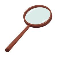 Magnifying glass with a handle. A tool for studying small details. Lens, a research device for scientists and the visually impaired. Color vector illustration in flat style. Isolated on white.