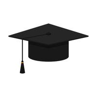 Graduate's cap. Confederate. Symbol of the end of an educational institution or school. Design element for student products. Color vector illustration in flat style. Isolated on a white background.