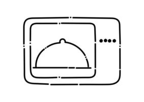 oven illustration in dotted line style vector