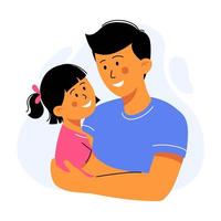 Father and his cute little Daughter. Happy fathers day. Vector illustration isolated on white for card, web banner, site