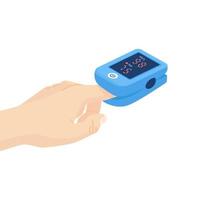 Pulse Oximeter with normal value. Digital device to measure oxygen saturation. Isolated vector illustration on white background