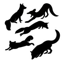 Isolated on a white background, a collection 3 of fox vector silhouettes