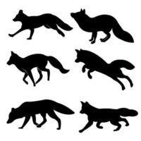 Isolated on a white background, a collection of fox vector silhouettes