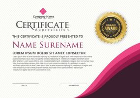 modern certificate template with flow lines ornament on pattern background. vector