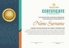 modern certificate template with halftone on line ornament on pattern background. vector