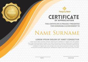 modern certificate template with flow lines ornament on pattern background. vector