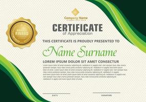 modern certificate template with flow lines ornament on pattern background. vector