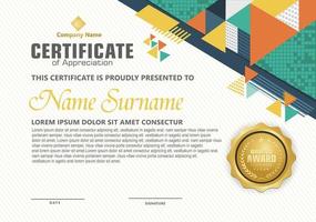 modern certificate template with triangle with halftone on line ornament on pattern background. vector