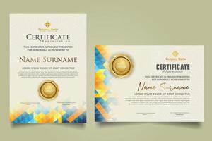 Set certificate template with triangle geometric polygonal background vector