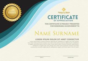 modern certificate template with flow lines ornament on pattern background. vector