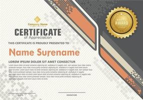 Elegant and futuristic modern certificate template with halftone ornament on pattern background. vector