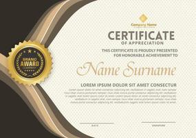 modern certificate template with flow lines ornament on pattern background. vector