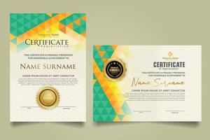 Set certificate template with triangle geometric polygonal background vector