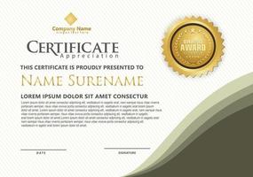 modern certificate template with flow lines ornament on pattern background. vector