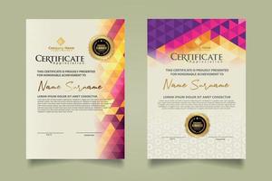 Set certificate template with triangle geometric polygonal background vector