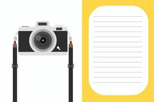 Hanging yellow camera with copy space background vector