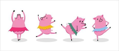 Ballet of dancing pigs in colorful skirts vector