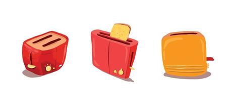 Cartoon red toasters with bread clip art vector