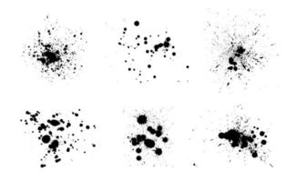 Black ink splatter. Vector watercolor paint brush texture. Ink splash and stain set