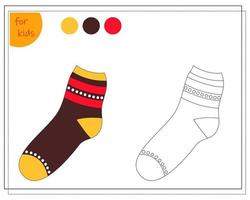 coloring book for children by colors, color a sock isolated on a white background. vector