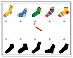 a logical game for children. find the right shade for the sock vector