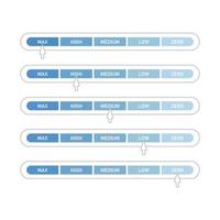 Power bar level. Max High Medium Low and Zero. Scrollbar web design. Vector illustration