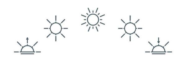 Change day and night cycle line icon. Movement path sun and moon. Clock with the time of day. Circle with arrow sun and moon. Vector illustration