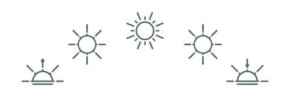 Change day and night cycle line icon. Movement path sun and moon. Clock with the time of day. Circle with arrow sun and moon. Vector illustration