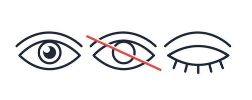 Visible and invisible password concept. Eye line icon set. Open, closed eyes private symbol. Vector illustrations