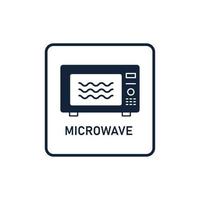 Microwave safe oven. Kitchen equipment. Outline black icon. Vector on white background