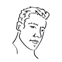 retrato de silueta de contorno de hombre dibujado a mano. rostro masculino, plantilla. vector