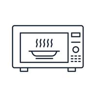 Microwave oven line icon. Hot pot inside. Vector in white background