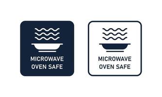 Microwave safe line icon set. Vector